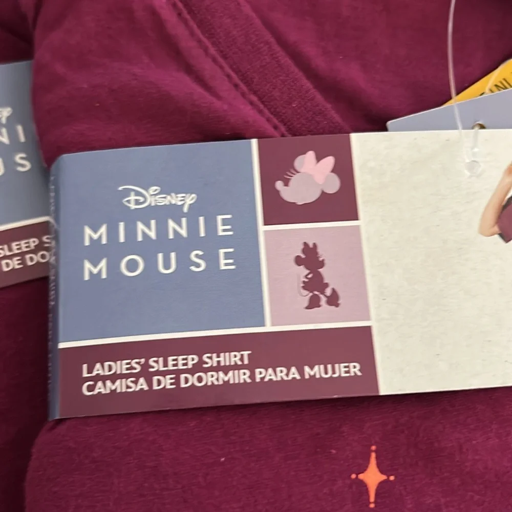 Disney Minnie Mouse Celestial Sleep Shirt Dress Magenta 100% Cotton M or L NWT - Picture 6 of 8